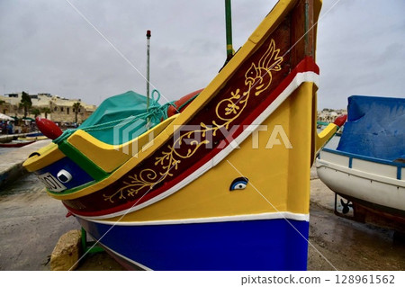 Malta, Lutz, Marsaxlokk, fishing boats, colorful 128961562