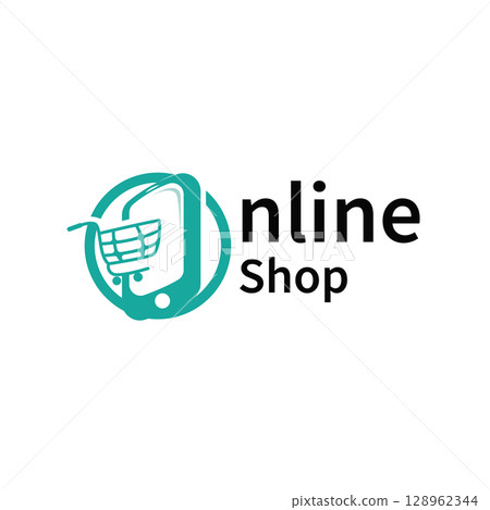 online shop shopping logo concept, with a simple, elegant, minimalist shop and bag concept that is suitable for business or shopping brand template poster 128962344