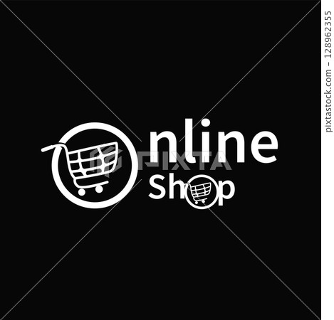 online shop shopping logo concept, with a simple, elegant, minimalist shop and bag concept that is suitable for business or shopping brand template poster 128962355