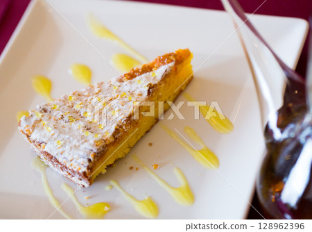 Almond pie Tarta de Santiago 128962396