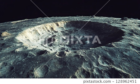 The surface of Mercury with its heavily cratered terrain - . 128962451