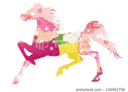 馬新年賀卡櫻花圖標 馬新年賀卡櫻花圖標 128962790