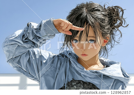 孩子抱怨頭痛的插圖素材 128962857