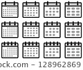 Set of vector illustrations of calendar icons in various shapes 128962869