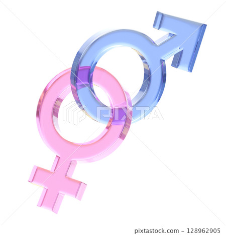 Gender Symbol Intertwined Male and Female Icon 3D graphic Gender Symbol Intertwined Male and Female Icon 3D graphic 128962905