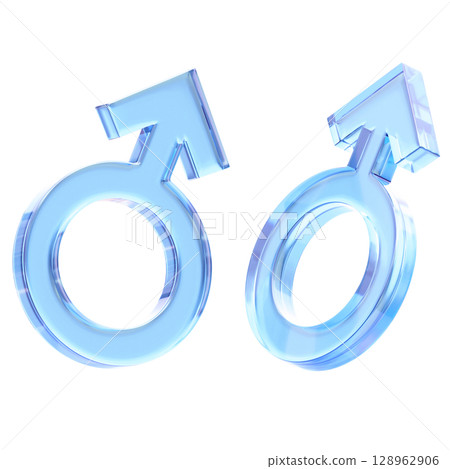 Translucent Glass Male Symbol 3D graphic 128962906