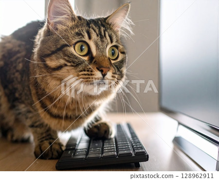 貓咪觸控電腦鍵盤 128962911