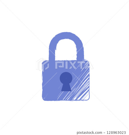Pencil Drawing Lock Icon Cartoon Vector Illustration 128963023