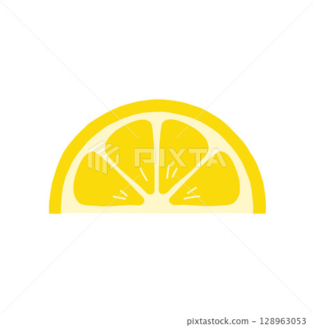 Refreshing and simple sliced lemon hand-drawn illustration 128963053