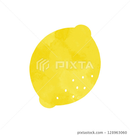 Illustration of lemon drawn in watercolor 128963060