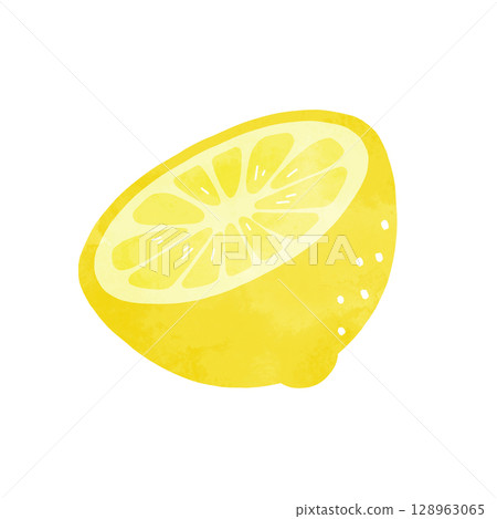白色背景下切開的檸檬的水彩插圖 白色背景下切開的檸檬的水彩插圖 128963065