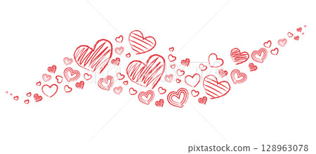 Wave of Red Pencil Hearts Vector Illustration 128963078