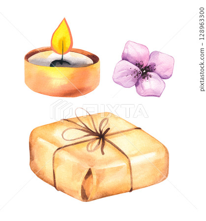 Watercolor color illustration set magic Watercolor color illustration set magic 128963300