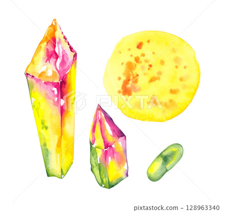 Watercolor color illustration set magic Watercolor color illustration set magic 128963340