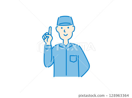 Worker to stand the index finger Worker to stand the index finger 128963364