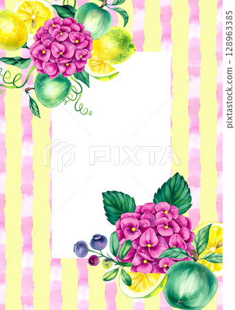 Garden watercolor cottage hand drawn 128963385