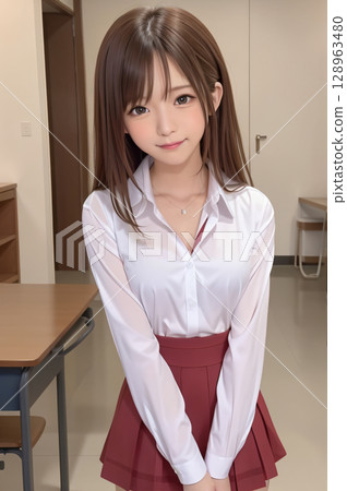 cute high school girl 128963480