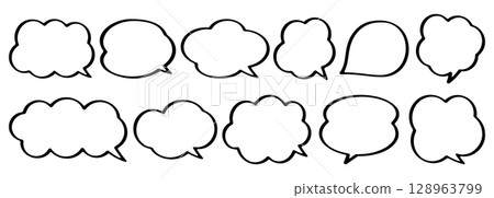 Simple comic-style speech bubble material 128963799