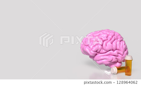The Brain and drug for medical or sci concept 3d Rendering. 128964062