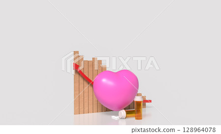 The Heart and Medicine for Health and Medical concept 3d Rendering. The Heart and Medicine for Health and Medical concept 3d Rendering. 128964078