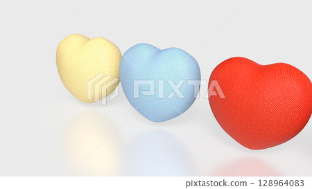 The Multi Color Heart for Health or Love concept 3d Rendering 128964083