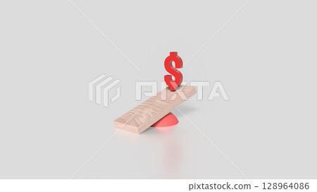 The Red Dollar symbol for Business concept 3d Rendering. 128964086