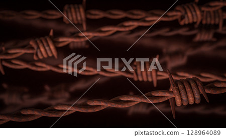 The Barbed wire Rusty for Abstract Background 3d Rendering. The Barbed wire Rusty for Abstract Background 3d Rendering. 128964089