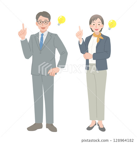 Middle-aged businessmen and women who come up with ideas 128964182