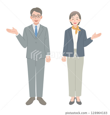 中年商人和婦女指路 128964183