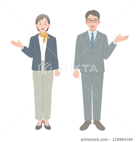 中年商人和婦女指路 128964184