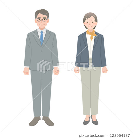Middle-aged men and women in suits Middle-aged men and women in suits 128964187