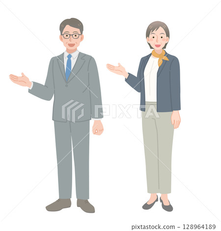 中年商人和婦女指路 128964189