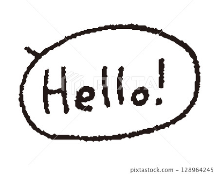 Speech bubble and handwritten Hello Speech bubble and handwritten Hello 128964245