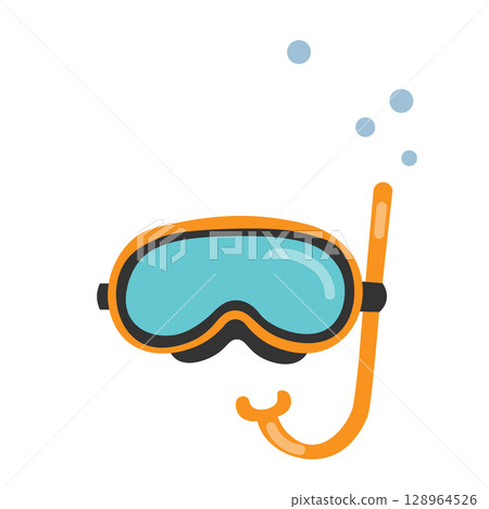 Illustration of underwater goggles with a snorkel Illustration of underwater goggles with a snorkel 128964526