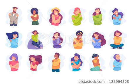 A Variety of Distinctive Illustrations Portraying Different Individuals Expressing Various Emotions 128964808