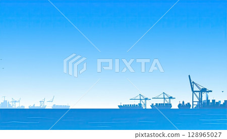 AI 影像：湛藍的天空、大海和船隻 128965027