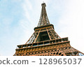 Famous place in Paris, France: Eiffel Tower 128965037