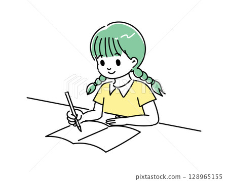 學習的女孩的插圖 學習的女孩的插圖 128965155