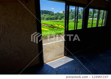 Akita Inland Line Jomon Ruins Station Rice Field Art Jomon Ogata Station 128965197
