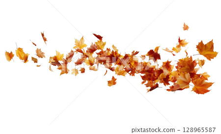 Autumn leaves dance in the wind, created with AI, PNG 128965587