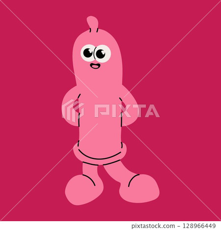Health Awareness Cartoon Condom Character with Unique Personality Health Awareness Cartoon Condom Character with Unique Personality 128966449