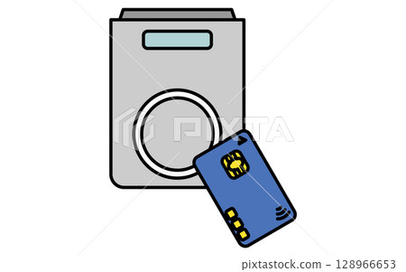 Simple line icon of cashless payment by touching a credit card 128966653