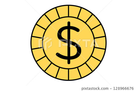 Simple line icon of a dollar sign coin Simple line icon of a dollar sign coin 128966676