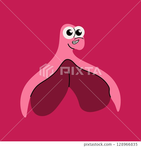 Cute Cartoon Character Inspired by Clitoral Glans. Female Reproductive System Concept 128966835