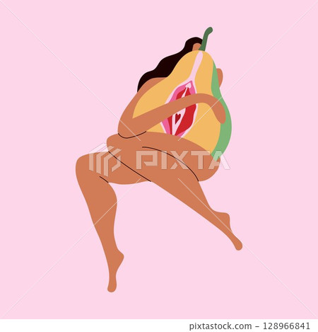 woman, pear, fruit 128966841