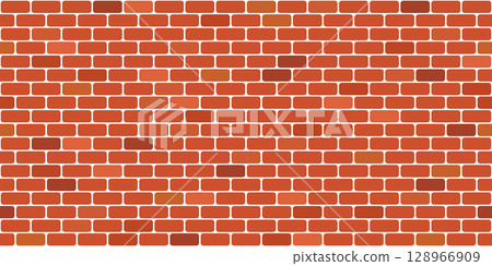 Brick wall seamless pattern. House wall brick stone background. Red wallpaper texture. Building tile surface. Rectangle blocks seamless pattern. Vintage abstract vector illustration 128966909