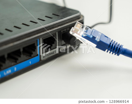 The internet cable is pulled out of the router.  128966914
