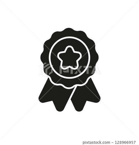 Award Ribbon With Star Solid Icon. Achievement, Excellence Recognition, And Quality Assurance Silhouette Symbol. Distinction And Honor Representation. Isolated Vector Illustration Award Ribbon With Star Solid Icon. Achievement, Excellence Recognition, And Quality Assurance Silhouette Symbol. Distinction And Honor Representation. Isolated Vector Illustration 128966957
