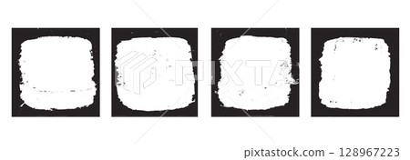 Grunge graffiti square frames set templates. Ink paint border with rough edges for cover and banner. Retro textured overlays. Rectangular old black flyer backgrounds. Vector design illustration Grunge graffiti square frames set templates. Ink paint border with rough edges for cover and banner. Retro textured overlays. Rectangular old black flyer backgrounds. Vector design illustration 128967223