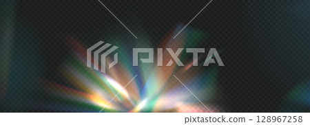 Chaotic light prism background. Iridescent effect backdrop overlay. Vector illustration 128967258